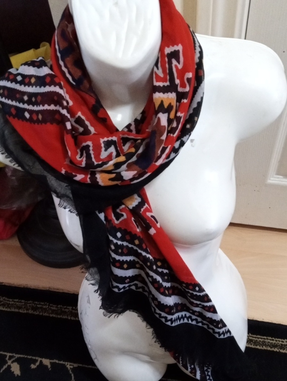 Red & Black Patterned Women’s Scarf